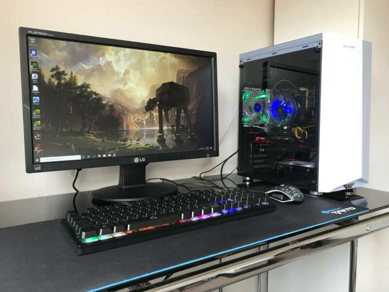 i7-4790 4ghz gaming PC with GTX 1070 Ti, 16gb DDR3, SSD HDD, 24″ Lcd ...