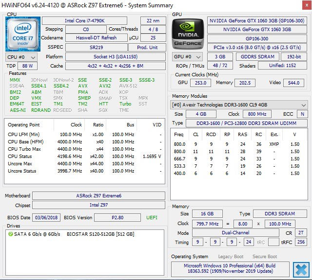 i7-4790K 4.4ghz gaming PC with GTX1060, 512gb SSD, 16gb Led DDR3 etc